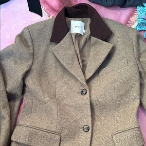 Women's Tan Herringbone Blazer